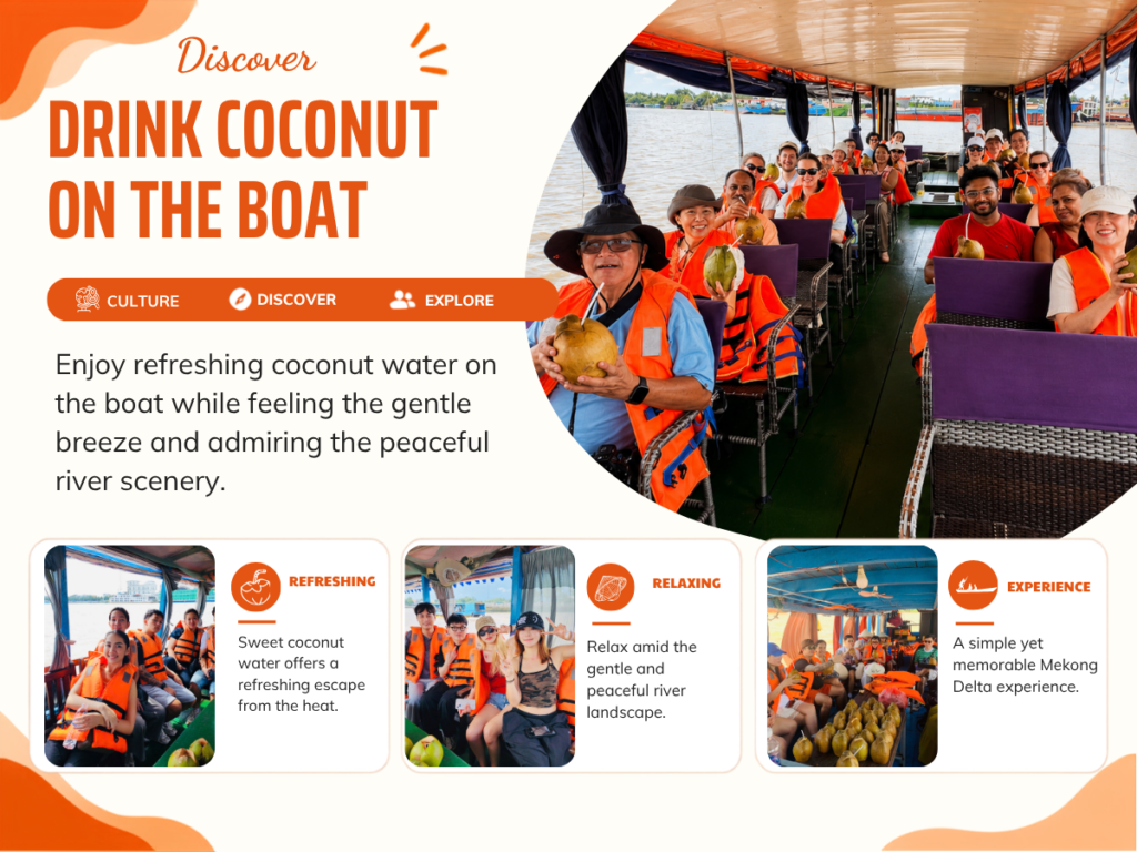 Motorboat Cruise on Mekong River with Fresh Coconut Water
