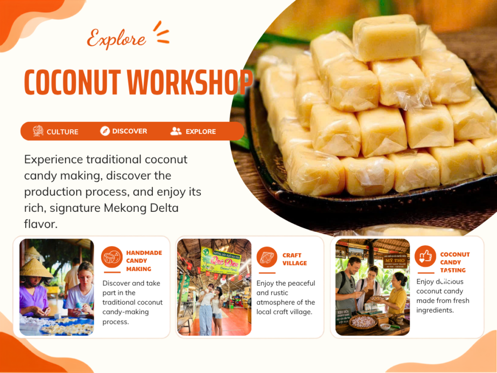 Traditional Handcrafted Coconut Candy Workshop Ben Tre Mekong Delta